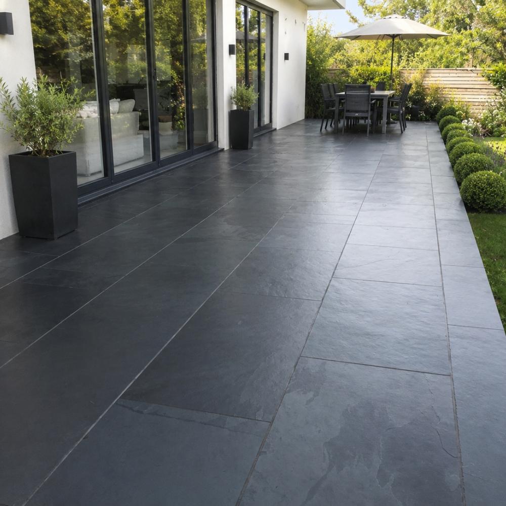 Brazilian Black Natural Riven Slate Paving